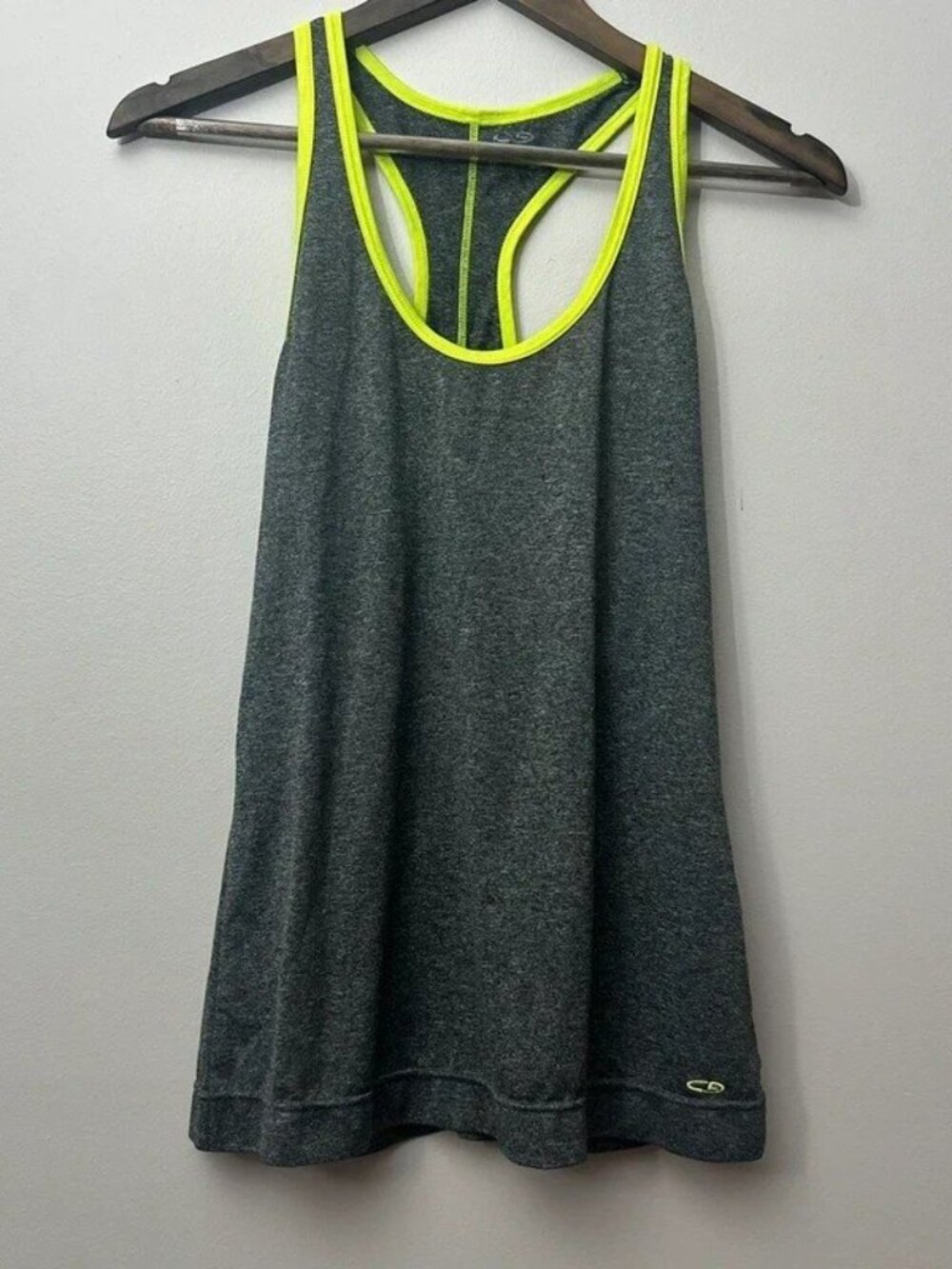 Heather Charcoal Athletic Tank Top with Neon Trim Women’s M
